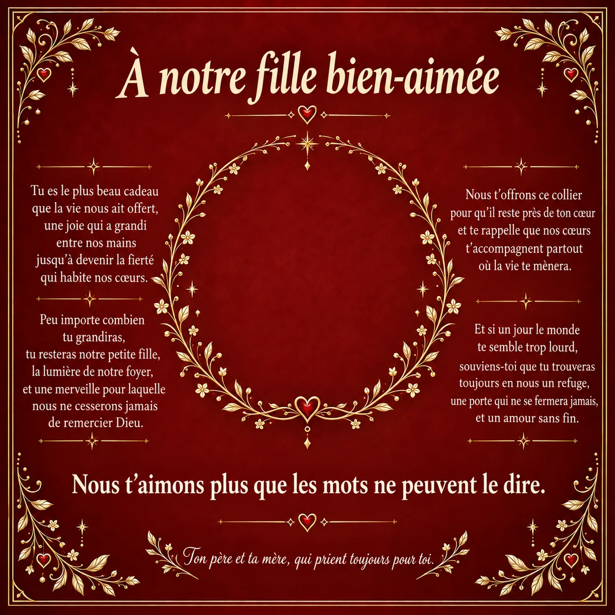 À notre fille bien-aimée